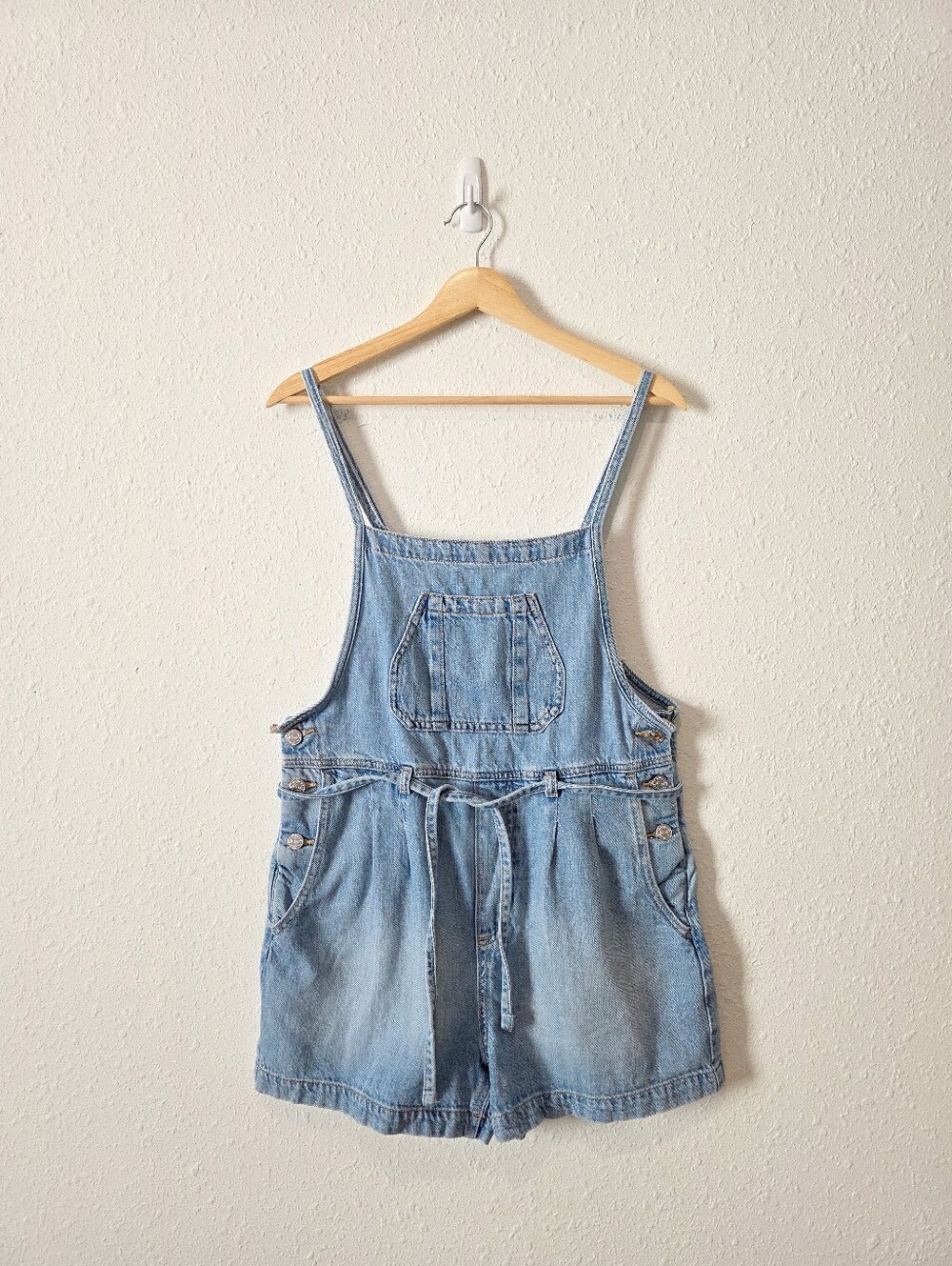 Relaxed Tie Waist Denim Shortalls S
